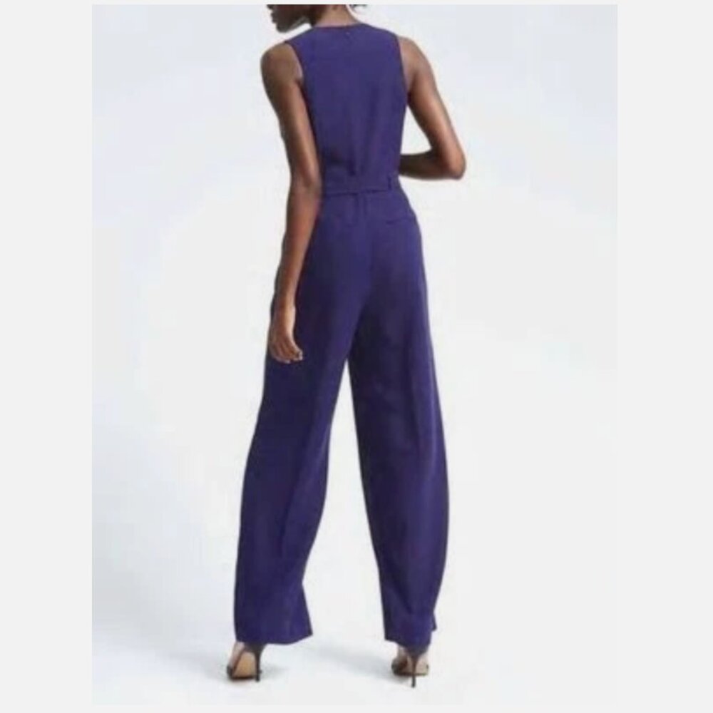 Banana Republic Navy Wide Leg Jumpsuit Size 10P - Picture 2 of 8